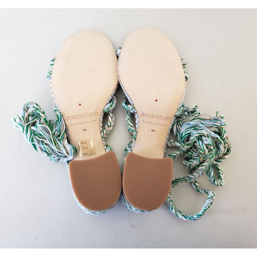 Anthropologie AMAMBAIH Isabel Braided Wrap Heel Sandals Green - Picture 5 of 5
